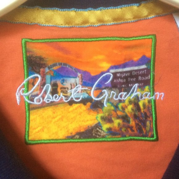 Robert Graham Blue Short Sleeve Cotton Polo with Blue on Blue Embroidery Size XL - Picture 2 of 11